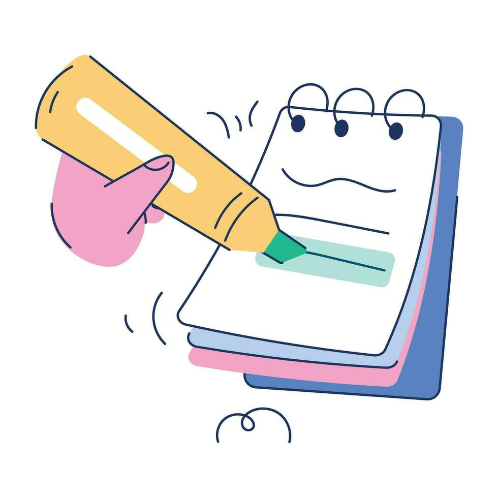 Hand with stylus writing on notebook